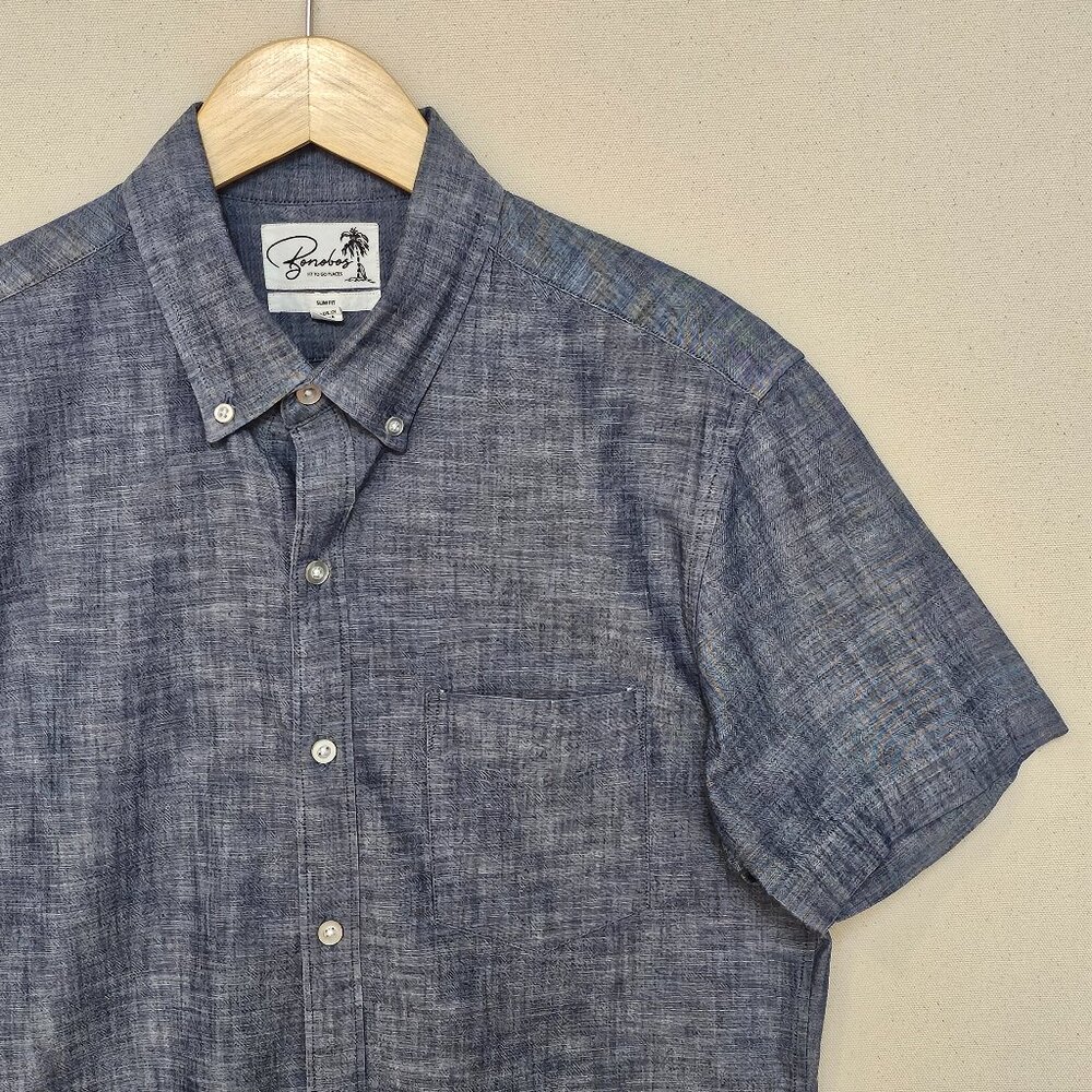 Bonobos Chambray Short Sleeve Slim Fit Button Down M